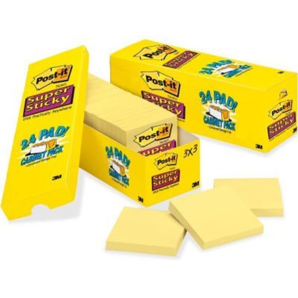 3M Canary Yellow Super Sticky Notes, 2 x 2, Ten 90-Sheet Pads/Pack 62210SSCY